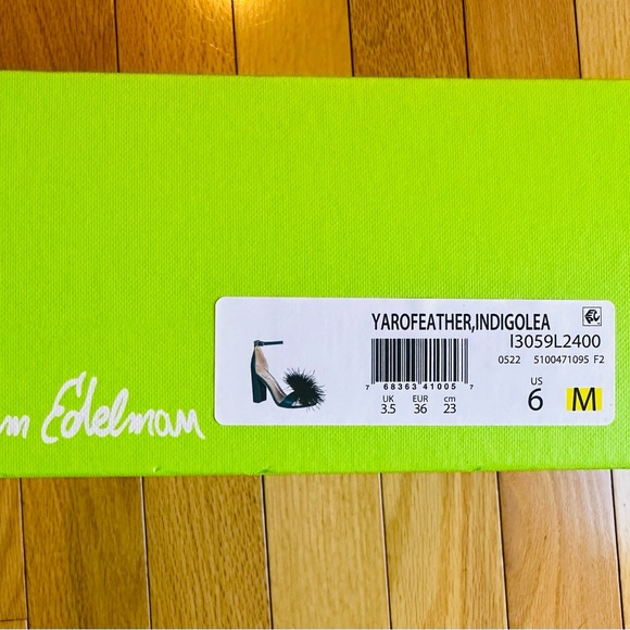 San Edelman yarofeather sandals heels women blue ankle strap New sz#6M - Picture 12 of 16
